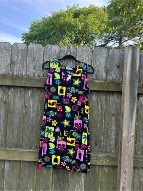 Black mango Bay dress size‎ small beaded beach cover-up bright summer Y2K whimsy
